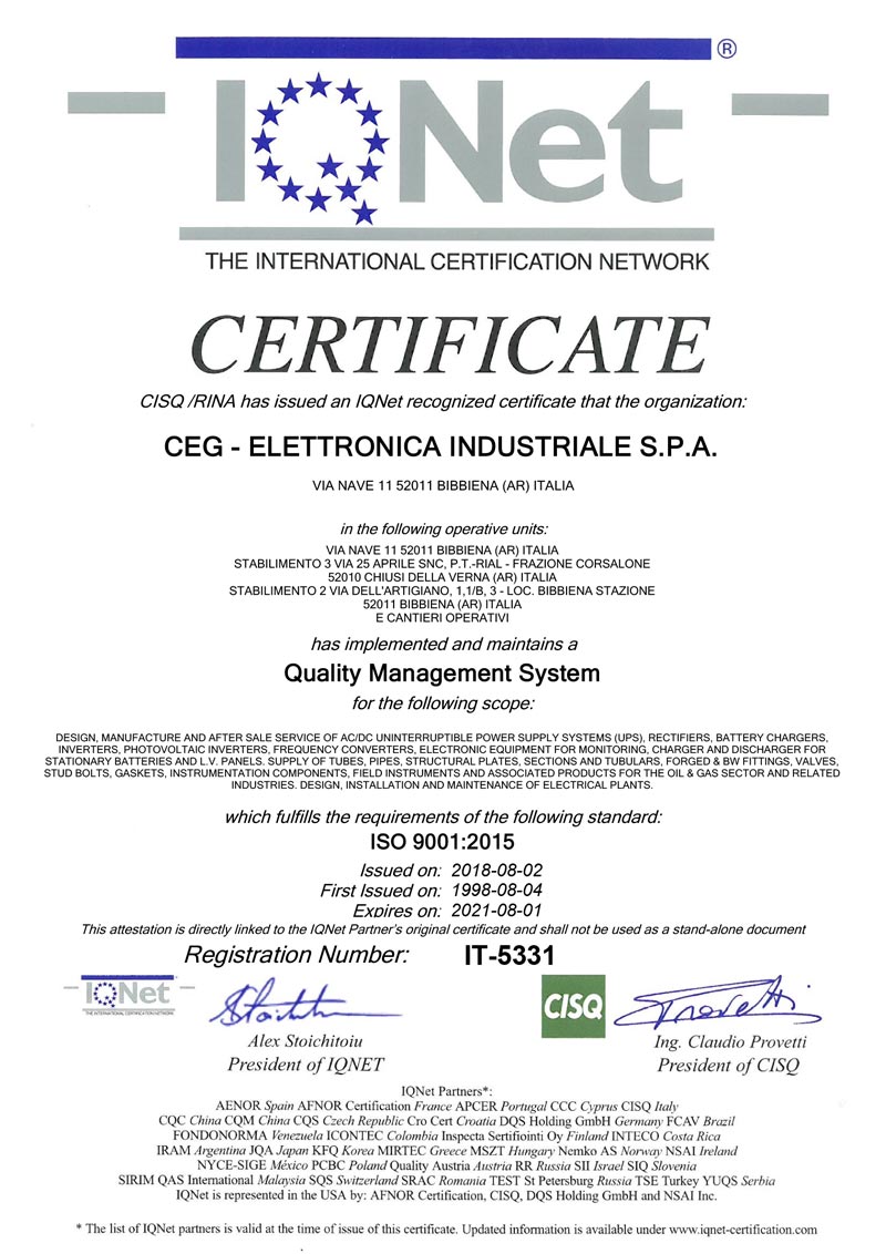 ISO9001 IQNET IT 5331 Ex