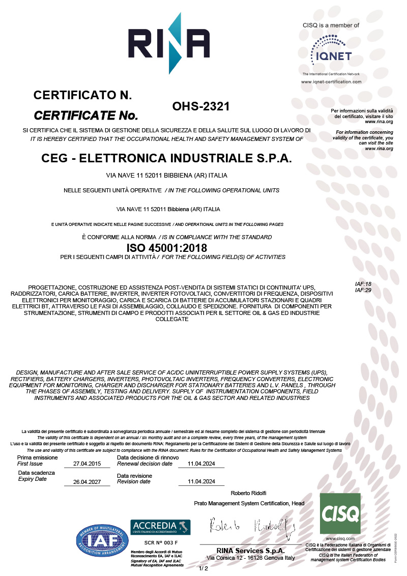 ISO 45001 2018 Rina