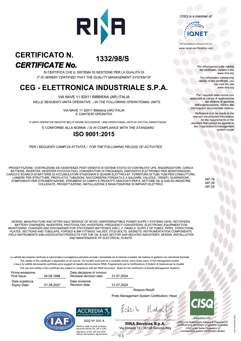 ISO 9001 RINA Exp 2027